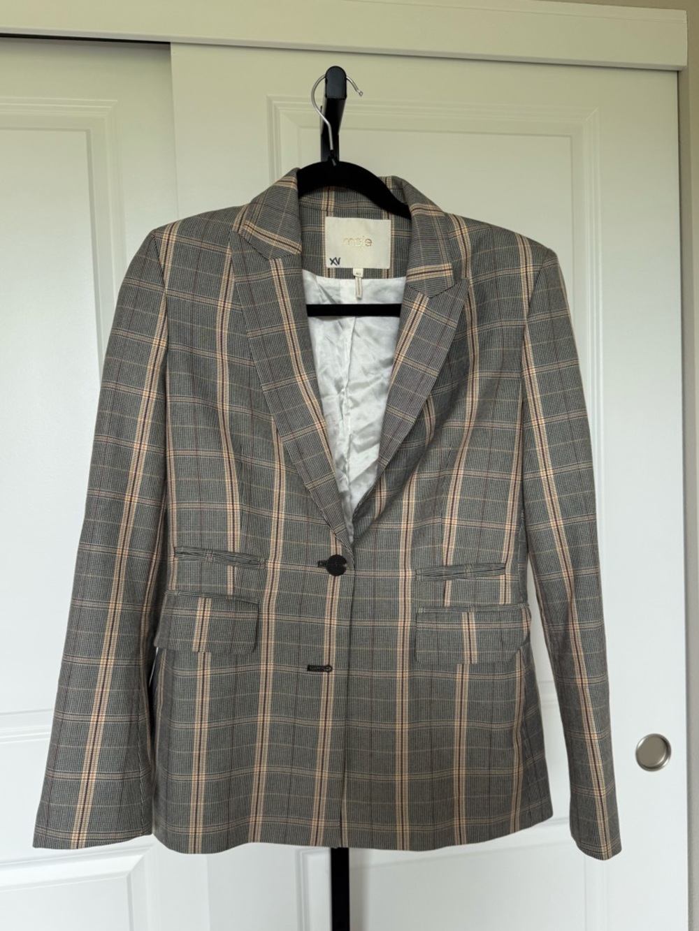 MAJE Valila Carreaux Plaid Blazer Size 40 preppy business large